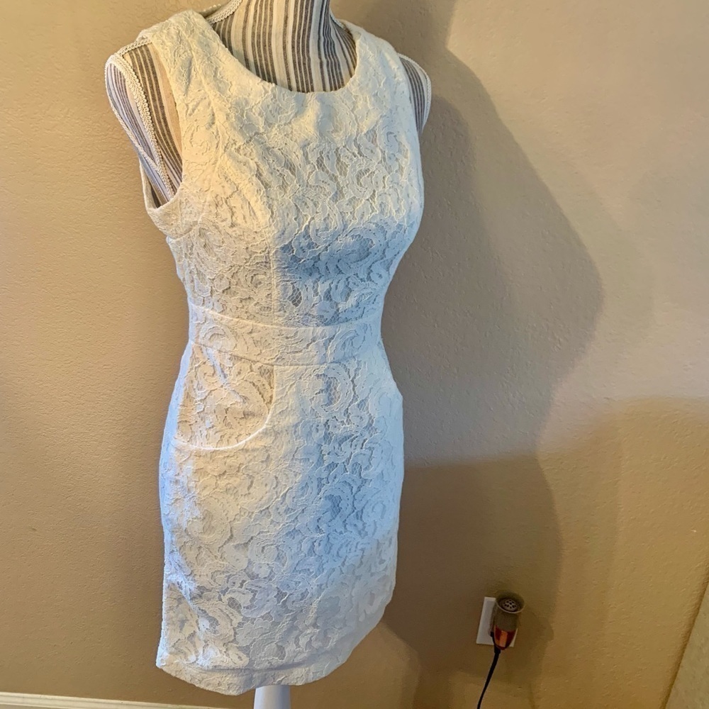NEW Tart Lace Mini Dress White Small Sleeveless Front Pockets Back Zipper Boho - Picture 3 of 16